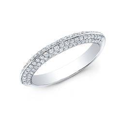 Natural 0.52 CTW Knife Edge Micro Pave Wedding Band Anniversary Ring 14KT White Gold