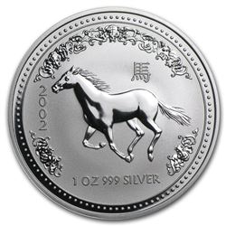 2002 Australia 1 oz Silver Year of the Horse BU (Series I)