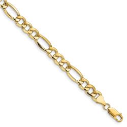 14k Yellow Gold 8.5 mm Semi-Solid Figaro Chain - 8 in.