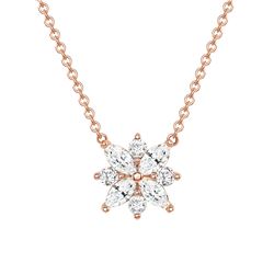 Natural 1.02 CTW Marquise Cut Diamond Necklace 18KT Rose Gold