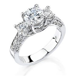 Natural 3.52 CTW Round Cut Diamond Engagement Ring 18KT White Gold