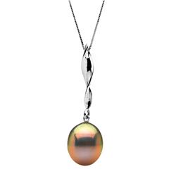 Metallic Pink-Peach Freshwater Drop-Shape Pearl Icicle Pendant, 11.0-12.0mm