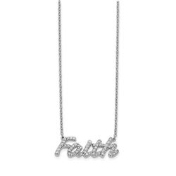 14k White Gold .246ct Diamond Faith Necklace - 18 in.