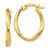 Image 1 : 14k Gold Polished Twisted Oval Hoop Earrings