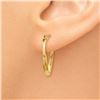 Image 2 : 14k Gold Polished Twisted Oval Hoop Earrings