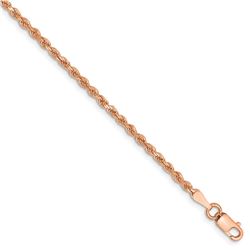 14k Rose Gold 2 mm Diamond Cut Rope Chain - 8 in.