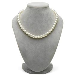 Natural Color, Untreated White Hanadama Akoya Pearl Necklace, 8.0-8.5mm
