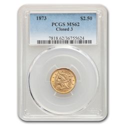 1873 $2.50 Liberty Gold Quarter Eagle MS-62 PCGS (Closed 3)