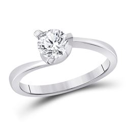 14kt White Gold Womens Round Diamond Solitaire Bridal Wedding Engagement Ring 3/4 Cttw