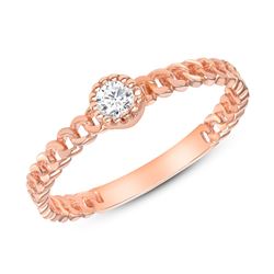 Natural 0.12 CTW Princess Diamond Cuban Band 18KT Rose Gold