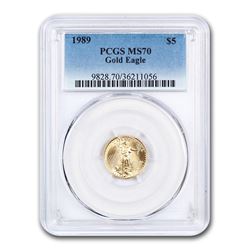 1989 1/10 oz Gold American Eagle MS-70 PCGS