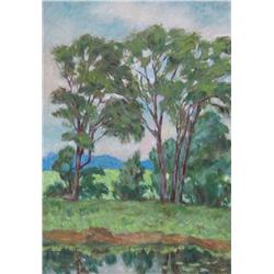 Leo Ayotte (Canadian, 1909-1976) Trees along a River Bank