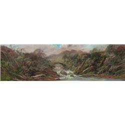British School: 19th/20th Century Old Stone Bridge, North Wales