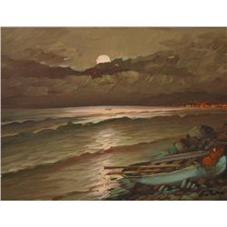Colin (Canadian, 20th Century) Moonlit Coastal Landscape.