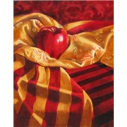 Sue Cowan AFCA (Canadian, 1952 - ) Red Delicious, Stripes & Satin