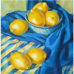 Sue Cowan AFCA (Canadian, 1952 - ) Lemons in Blue