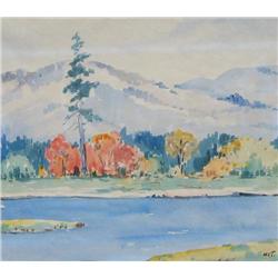Mildred Valley Thornton FRSA (Canadian, 1890-1967) Lake Landscape - Fall