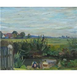 European Oil Washerwoman landscape