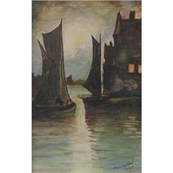 Ogston British Watercolour boat bridge