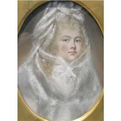 European pastel, Lady in White Veil