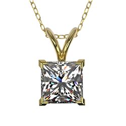 1 ctw Certified VS/SI Quality Princess Diamond Necklace 10k Yellow Gold - REF-239W3H