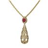 Image 3 : 3.9 ctw Ruby & Diamond Necklace 18K Yellow Gold - REF-300N2F