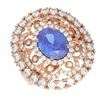 Image 3 : 6.51 ctw Tanzanite & Diamond Ring 18K Rose Gold - REF-345K5Y