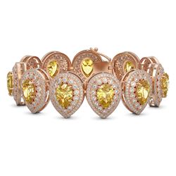 46.44 ctw Canary Citrine & Diamond Victorian Bracelet 14K Rose Gold - REF-1328H2R
