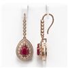 Image 2 : 10.15 ctw Certified Ruby & Diamond Victorian Earrings 14K Rose Gold - REF-279Y3X