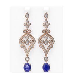 11.15 ctw Sapphire & Diamond Earrings 18K Rose Gold - REF-541X8A