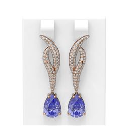 4.81 ctw Tanzanite & Diamond Earrings 18K Rose Gold - REF-265R5K