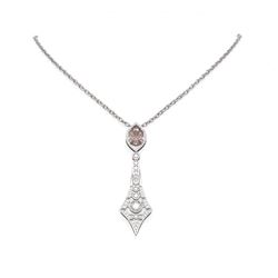 4.45 ctw Morganite & Diamond Necklace 18K White Gold - REF-340F2M
