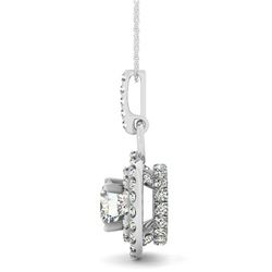 1.25 ctw Certified SI Diamond Halo Necklace 14k White Gold - REF-197N3F