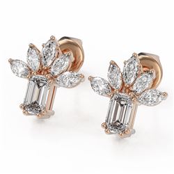 1.75 ctw Emerald Cut Diamond Designer Earrings 18K Rose Gold - REF-204K8Y