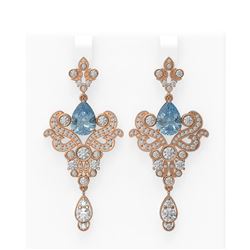 9.35 ctw Blue Topaz & Diamond Earrings 18K Rose Gold - REF-438A9N
