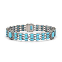 20.55 ctw Turquoise & Diamond Bracelet 14K White Gold - REF-285K3Y