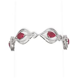 22.03 ctw Ruby & Diamond Bracelet 18K White Gold - REF-709M3G