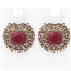 Image 1 : 12.55 ctw Ruby & Diamond Earrings 18K Rose Gold - REF-360W2H