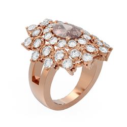 5.72 ctw Morganite & Diamond Ring 18K Rose Gold - REF-318F2M