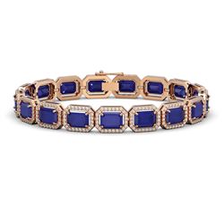 26.21 ctw Sapphire & Diamond Micro Pave Halo Bracelet 10k Rose Gold - REF-436H4R