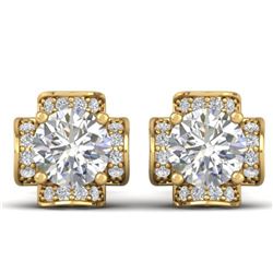 1.85 ctw VS/SI Diamond Art Deco Stud Earrings 14k Yellow Gold - REF-210A2N