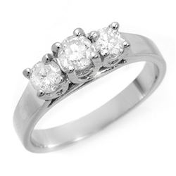 0.85 ctw Certified VS/SI Diamond 3 Stone Ring 18k White Gold - REF-129A6N