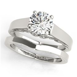 1 ctw Certified VS/SI Diamond Solitaire 2pc Wedding Set 14k White Gold - REF-297M3G