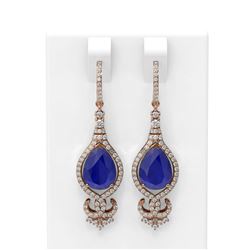 8.63 ctw Sapphire & Diamond Earrings 18K Rose Gold - REF-245G5W