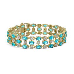 16.06 ctw Swiss Topaz & Diamond Row Bracelet 10K Yellow Gold - REF-209Y3X