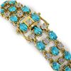 Image 3 : 16.06 ctw Swiss Topaz & Diamond Row Bracelet 10K Yellow Gold - REF-209Y3X