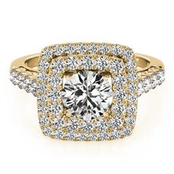 1.8 ctw Certified VS/SI Diamond Halo Ring 18k Yellow Gold - REF-205H2R