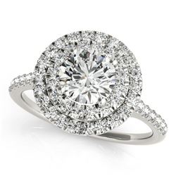 1.25 ctw Certified VS/SI Diamond Solitaire Halo Ring 18k White Gold - REF-170X5A