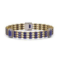 29.64 ctw Sapphire & Diamond Bracelet 14K Yellow Gold - REF-418W2H