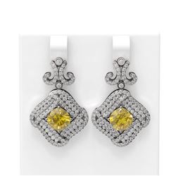6.31 ctw Canary Citrine & Diamond Earrings 18K White Gold - REF-285F5M